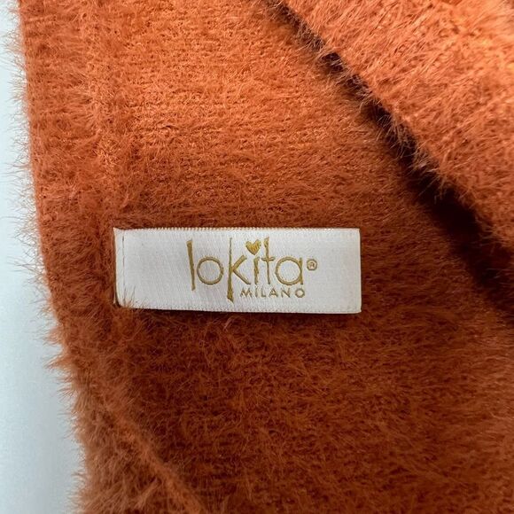 Lolita Milano Long Sleeve Eyelash Sweater Knit Top In Rust size M - Picture 15 of 15
